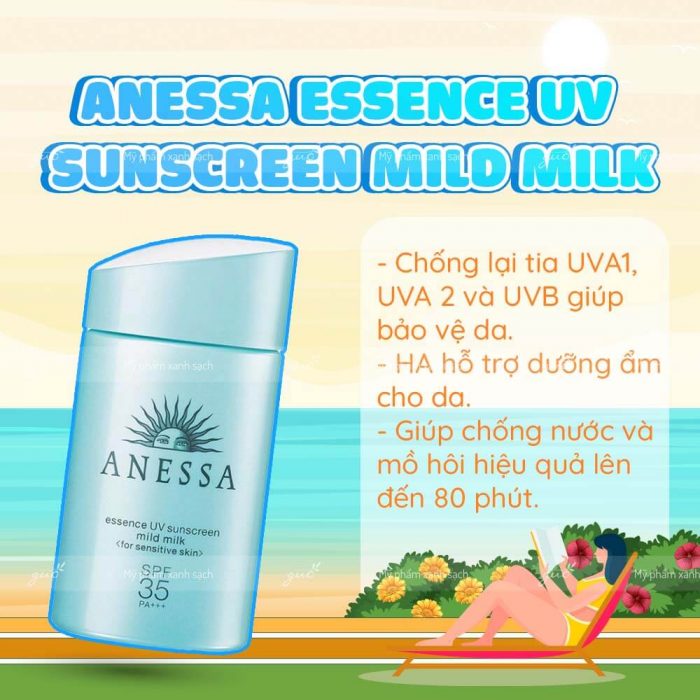 Review Kem Chống Nắng Cho Da Nhạy Cảm Anessa Essence UV Sunscreen Mild Milk